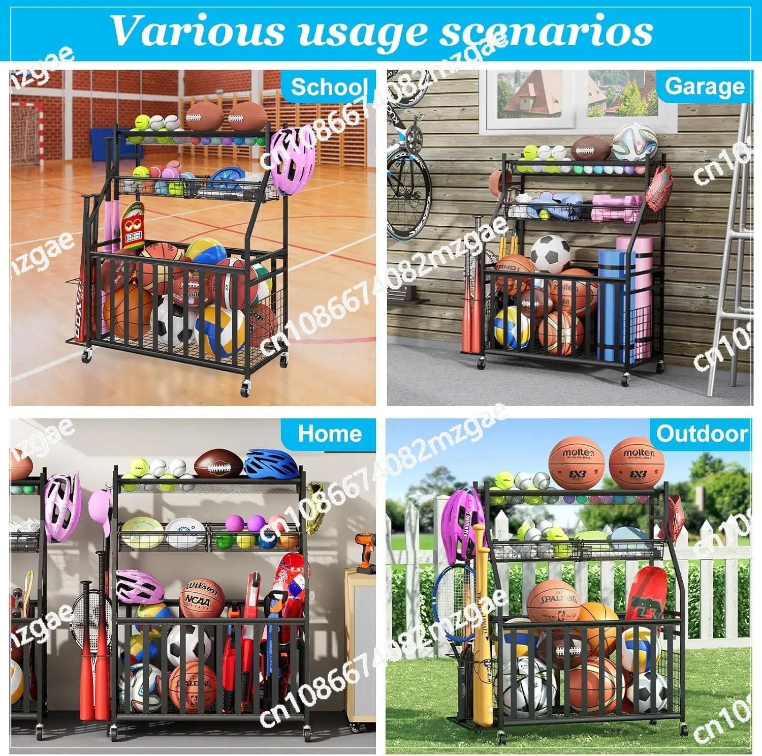 Sports Equipment Bat - Sportausrüstungs-Aufbewahrungstasche mit Integriertem Ballständer, Sportball-Aufbewahrungsregal mit