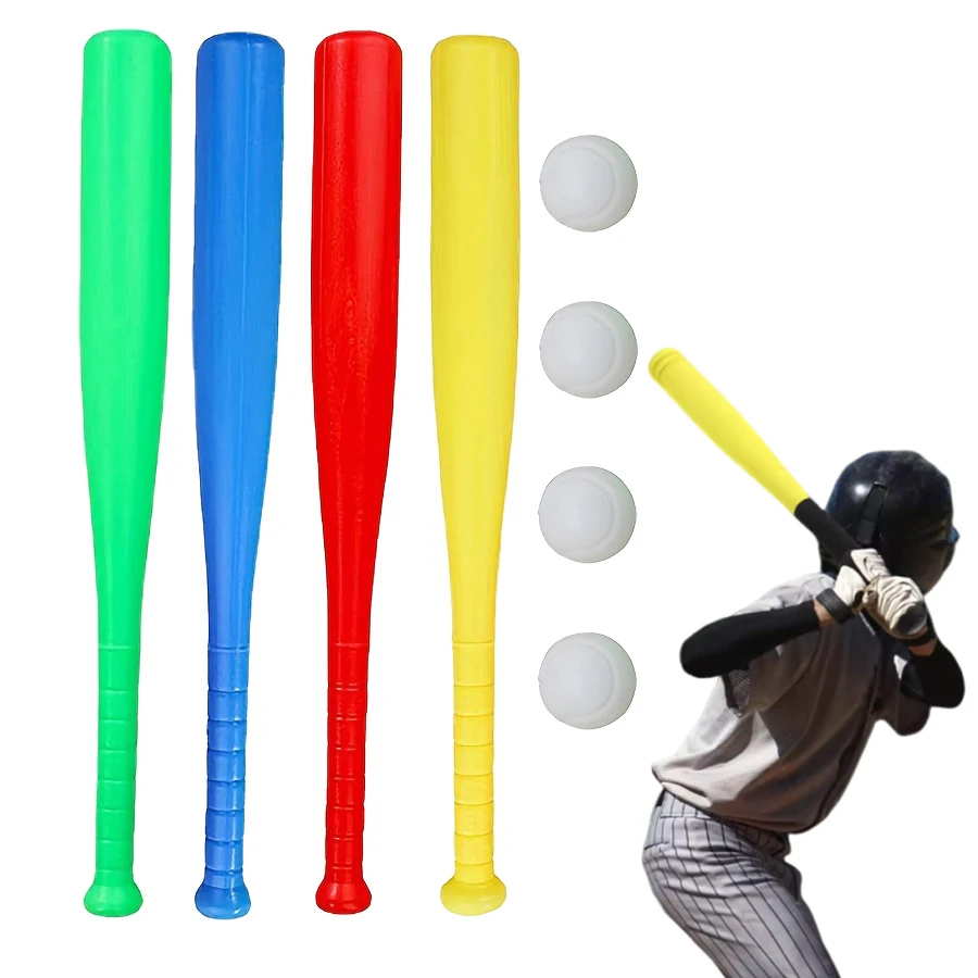 Sports Equipment Bat - 2/4 Stück leichte Kunststoff-Baseballschläger mit Ball-Set,