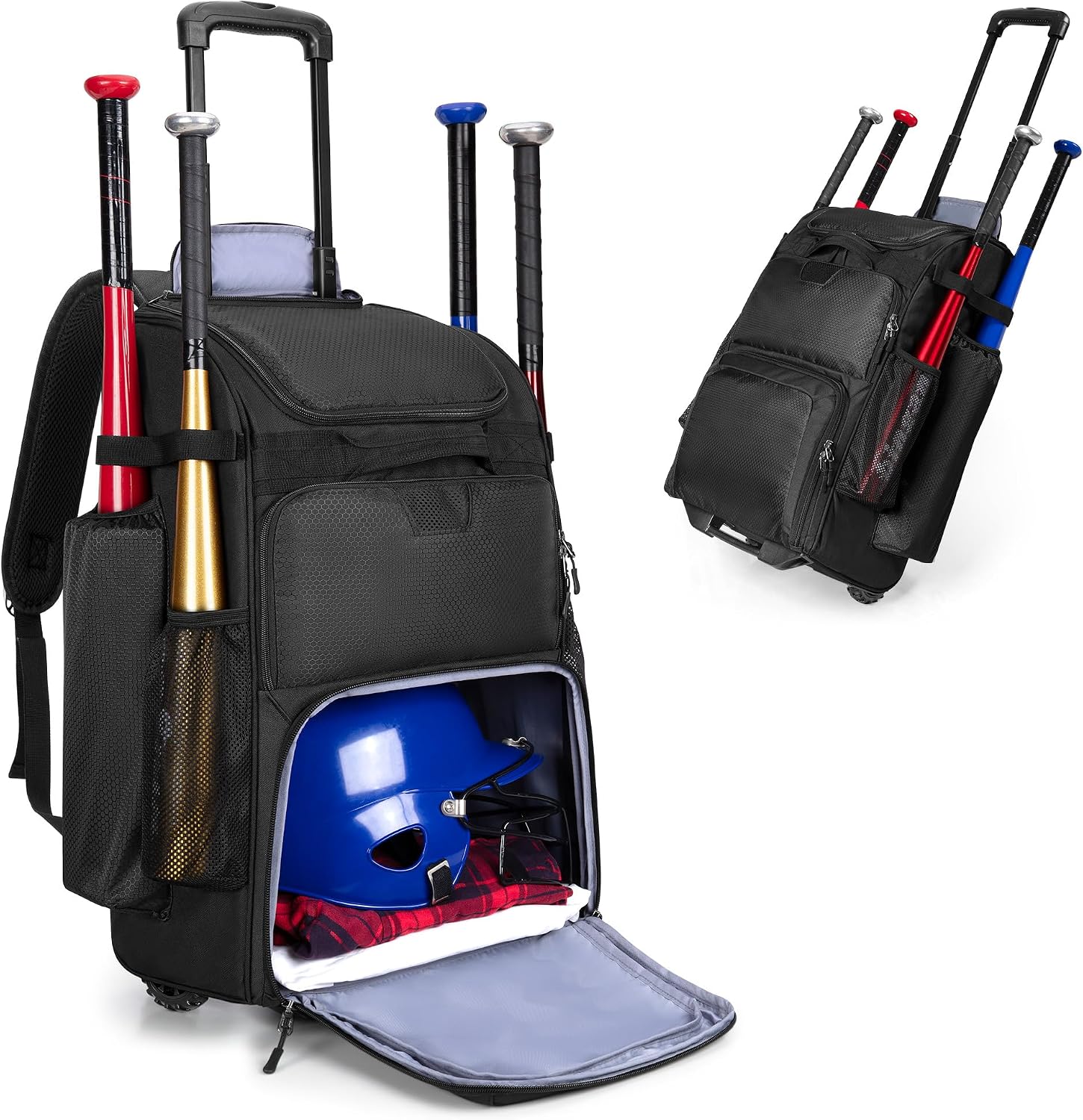 Sports Equipment Bat - Rollender Baseball-Rucksack mit Rädern, strapazierfähige Softball-Ausrüstungstasche,