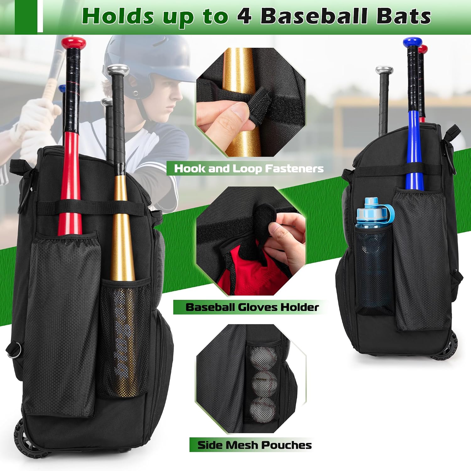 Rollender Baseball-Rucksack mi – Sports Equipment Bat Bewertung und Preis